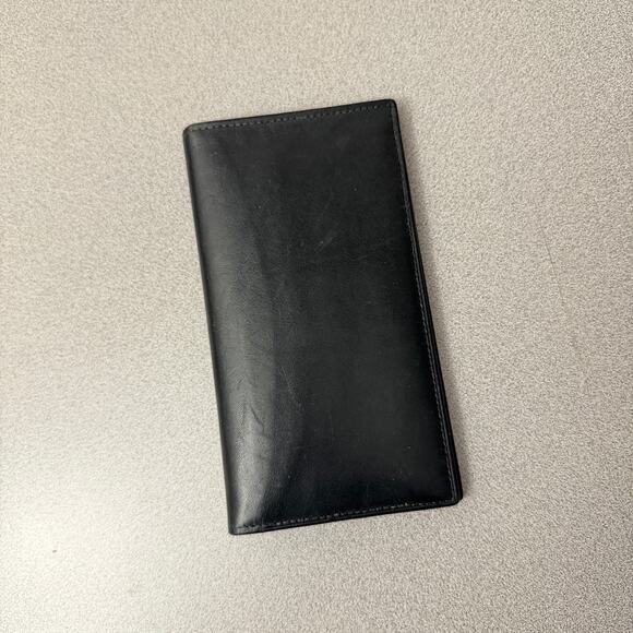 Bosca Checkbook Wallet Black Leather Bi Fold Full Grain Leather USA - Picture 9 of 10